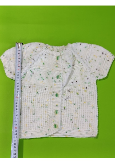 Tovyamade El Örgüsü Bebek Yeleği Beyaz-yeşil