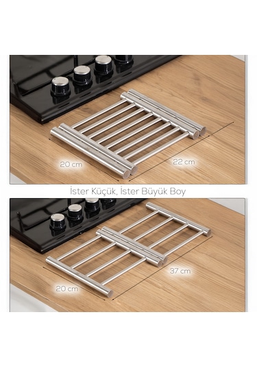 Porsima Ivo-ks162 Paslanmaz Çelik Nihale Açılır Tencere Tava Altlığı Metal Altlık Gümüş