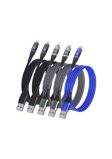 Boatshop1 10ft İphone Şarj Kablosu 5li Set Kırmızı Kırmızı Yeşil Yeşil Siyah Mfi Onaylı Uzun Naylon Örgülü Hızlı Şarj Kablosu İphone İpad Uyumlu