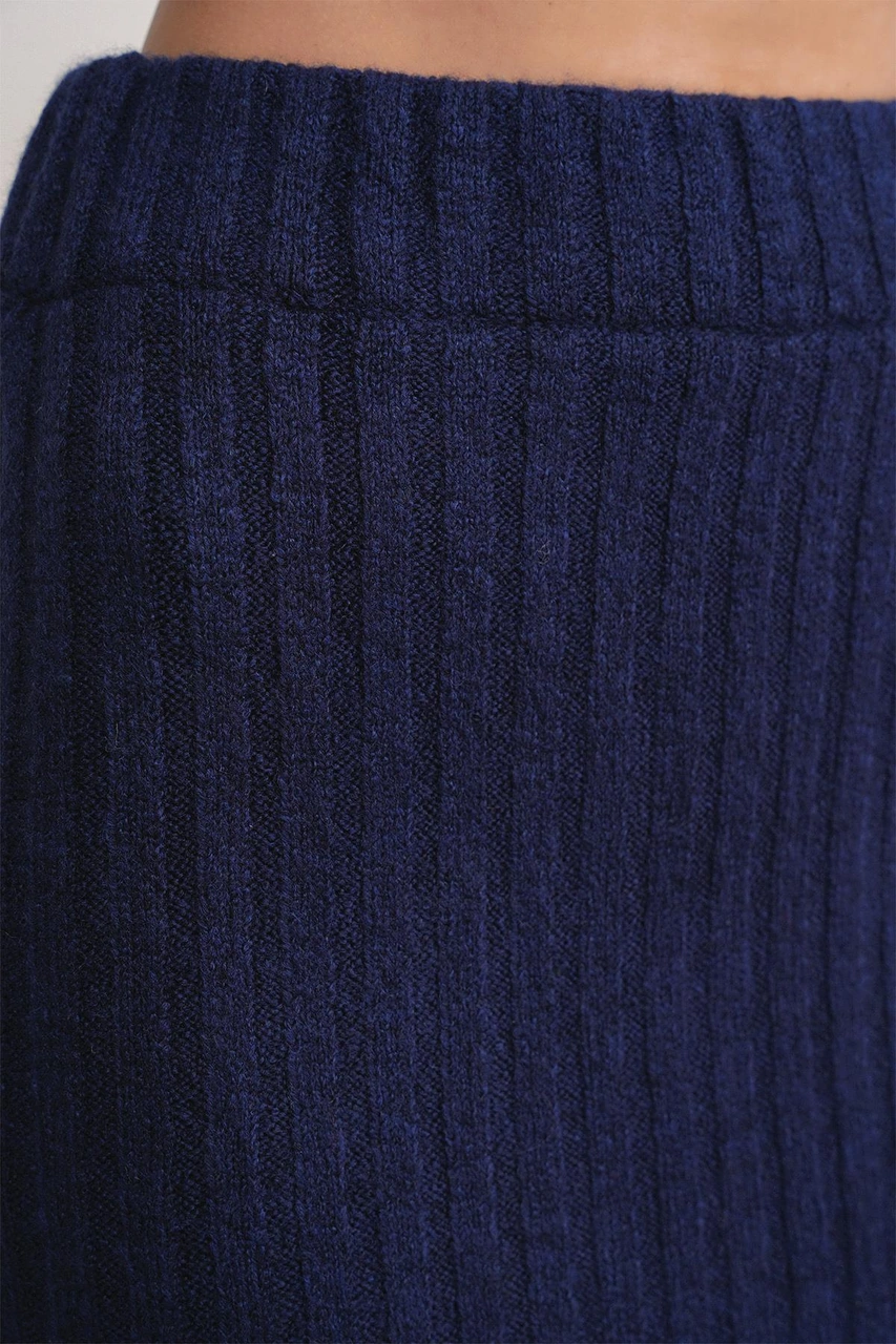 6929 Kadın Fitilli Triko Etek Lacivert Lacivert
