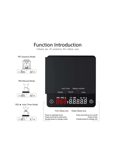 Kişisel Elektronik Tartı Kahve İçin Ev İtalyan Kahve Terazisi Siyah