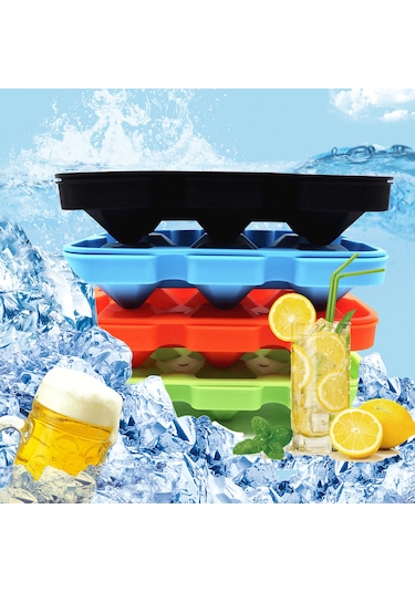 Vkemall Diamant Şekilli 6 Hücreli Silikon Buzluk Kalıbı, Gıdalık Kalite Kapaklı Ve Küçük Huni İle, Kolay Buz Çıkarımı, Kokteyller İçin Çok Renkli