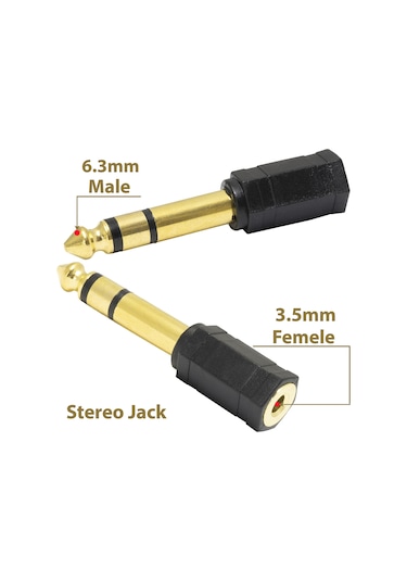 Konesam 6.5mm Erkekden 3.5mm Dişeye Ses Adaptörü - Mikrofon, Kulaklık Uyumlu, Ev Ses Sistemi, Amfi, Mikser İle Kullanım