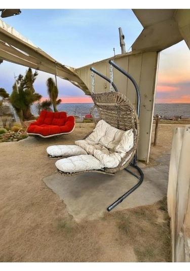 Holiday Bahçe Ve Balkon Salıncağı Çift Kişilik Kapiçino Krem