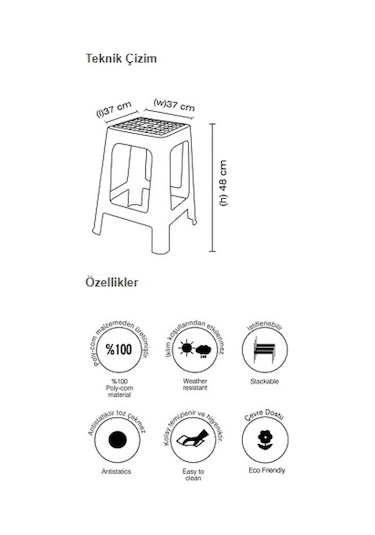Papatya Mercan Plastik Tabure - Bahçe Balkon Taburesi