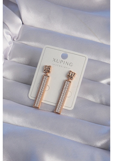 Xuping Rose Renk Zirkon Taşlı Su Yolu Küpe Gold
