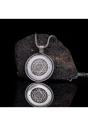 Hz Sleyman Mührü Model Madalyon Gümüş Kolye