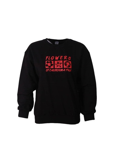 Trender Siyah Kadın Sweatshirt Flowers Siyah
