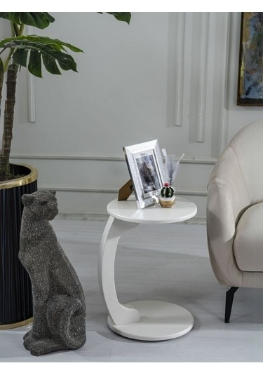 Lunora Ahşap C Yan Sehpa Beyaz