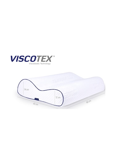 Viscotex Çift Bombeli Ortopedik Yastık 60x40x14/12cm, Beyaz