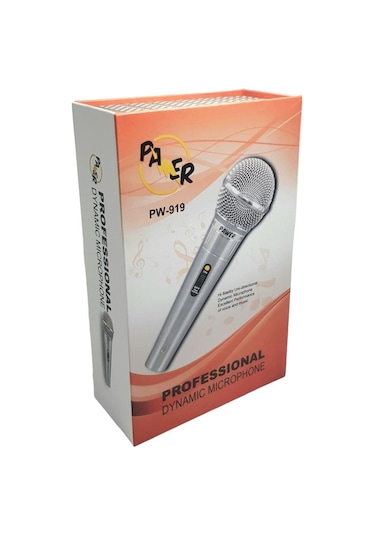 Pawer Pw-919 Profesyonel El Tipi Mikrofon 5mt Kablolu