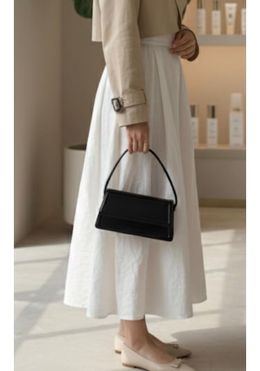 Addy Noir Elegance - Özel Tasarım Minimalist Siyah El Çantası Siyah