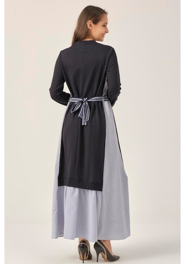 Lacivert Toka Detaylı Maxi Boy Elbise Dm91006