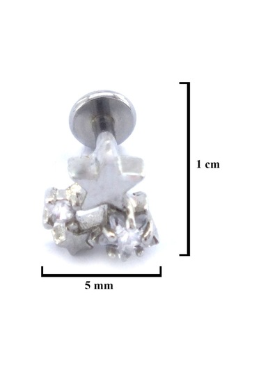 Ferizz 316l Çelik Zirkon Taşlı Yıldızlı Piercing Prc-195 Gümüş