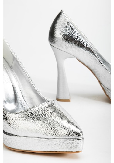 Suins Valen Kadın Platform Topuklu Stiletto Ayakkabı Gümüş