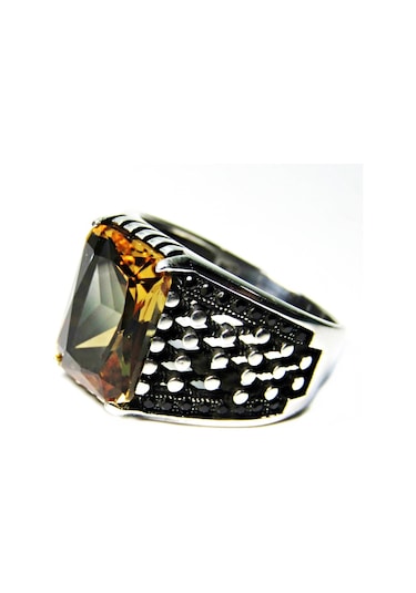 925 Ayar Gümüş Zultanit Taşlı Kare Erkek Yüzük