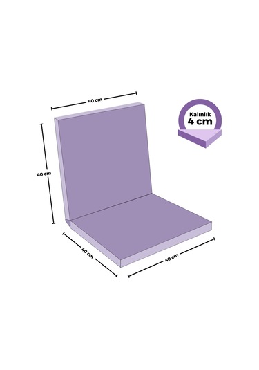 Xpermate Arkalıklı Fermuarlı 40 x 40 CM Sırtlıklı Sandalye Minderi Lila
