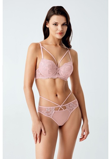 Luw 6110 Pudra Dolgulu Sütyen Külot 2Li Takım Pudra