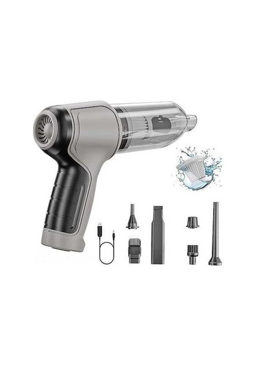 Novahub Kablosuz 3'ü 1 Arada Araç El Süpürgesi - 12000pa Emiş, 2 Modlu Temizleme, Üfleme Fonksiyonlu Gri