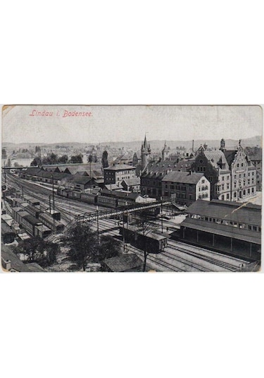 Almanya Lindau İ. Bodensee Siyah-beyaz Eski Kartpostal 1940lar 50ler.