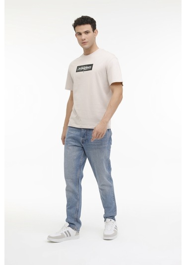 Jack &Amp Jones Jcoaop Prınt Tee Ss Crew Bej Erkek Kısa Kol T-Shirt 000000000101927685 Bej
