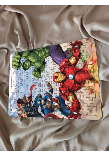 Çocuk Puzzle Ahşap Marvel Süper Kahramanları 3 108 Parça Mobilya