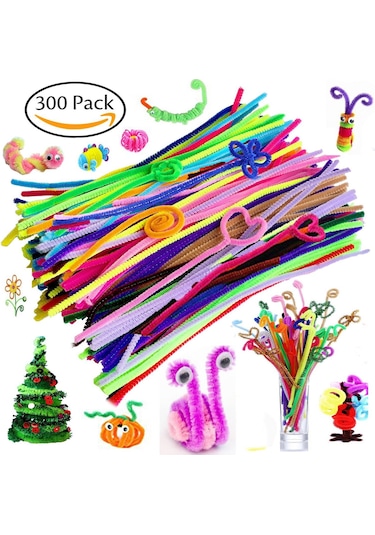 300 Adet. Şönil. 30 Cm. Tüylü Tel. Eğitici Şönil Seti. Renkli Tel