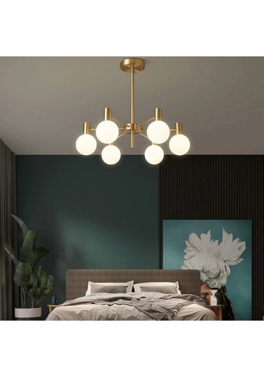 Brass Pirinç 8'lü Sarkıt Avize Çok Renkli