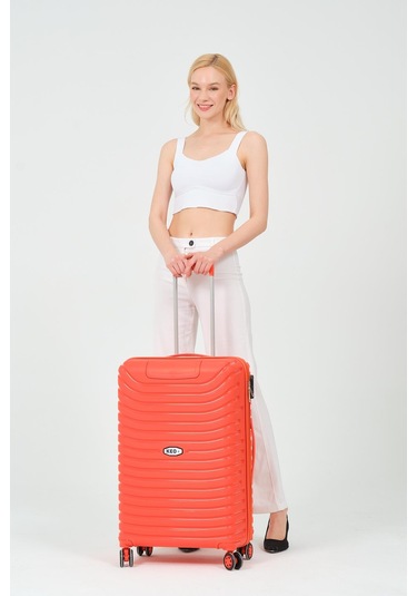 Keo-plus Turuncu Orta Boy Silikon Kırılmaz Pp Valiz Siyah