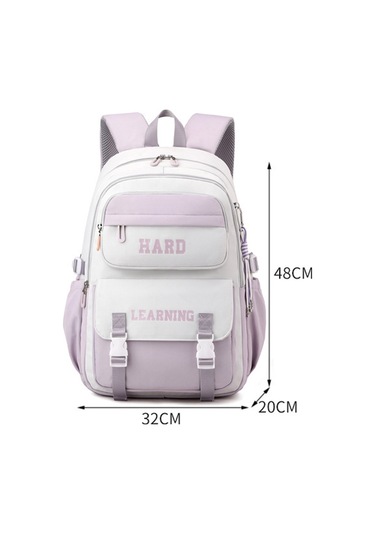 Sones Kontrast Renkli Günlük Sırt Çantası Üniversite Okul Çantası 15.6 İnç Dizüstü Bilgisayar Çantası Mor Beyaz Diğer