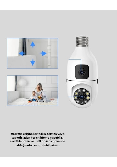 Ampul Tipi Wifi Kamera 2mp Lensli Full Hd Görüntü Akıllı Hareket Algılama