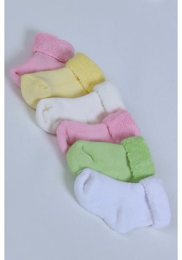 %100 Pamuklu 6'lı Yenidoğan Havlu Kışlık Bebek Çorap Pembe