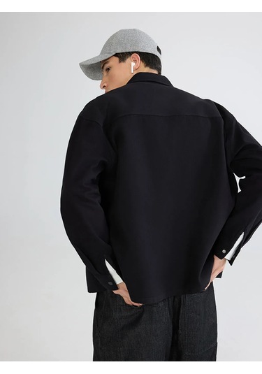 Lc Waikiki Siyah Loose Fit Erkek Gabardin Gömlek Ceket