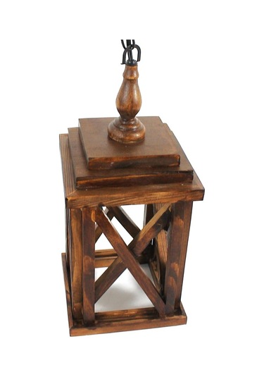 Otantik Çarşı Ahşap Sarkıt Avize Siyah