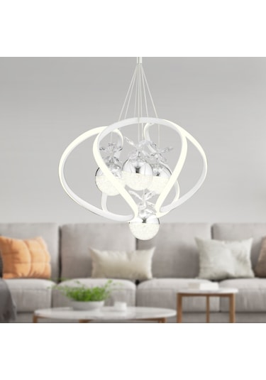 Balca 4'lü Beyaz Krom Ledi Modern Oturma Odası, Koridor, Salon Led Avize