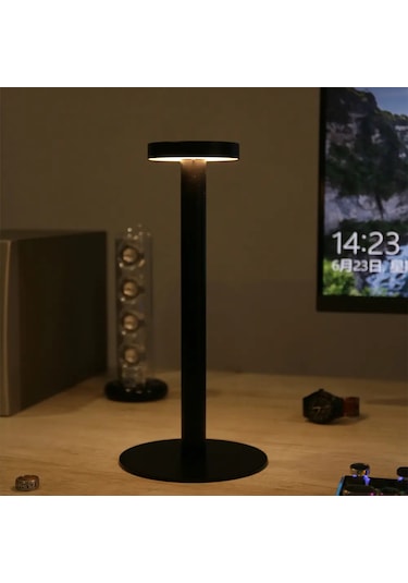 Forlife Dokunmatik Şarjlı Dekoratif Halter Led Masa Lambası Siyah