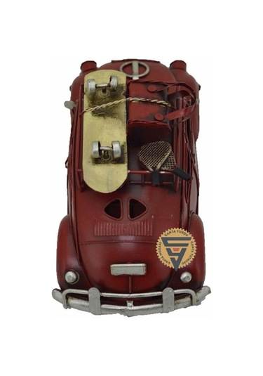 Dekoratif Nostaljik Metal Vosvos Rustik Otomobil Kırmızı