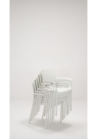 2 Adet Rattan Lüx Beyaz Sandalye / Balkon-Bahçe-Teras Beyaz