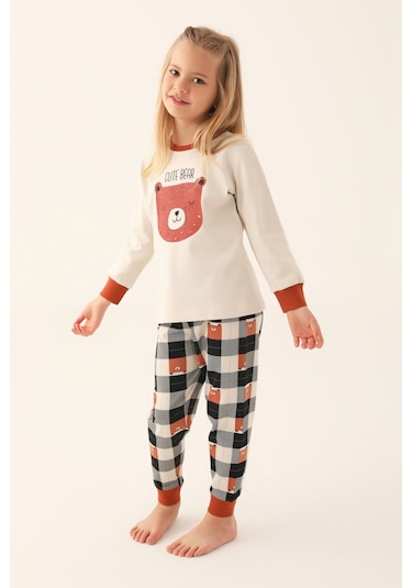 Rolypoly Bej Kız Çocuk Uzun Kol Pijama Takım Bej