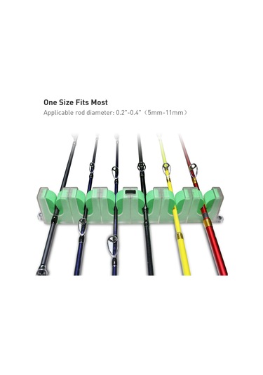 6 Olta İçin Olta Rafı Duvara Monte Olta Kamışı Depolama Raf Standı Tutucu - Yeşil