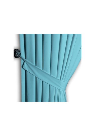 Turkuaz Ada Fon Perde Pilesiz Extraforlu Düz Dikim Büzgü Pile-turkuaz Turkuaz