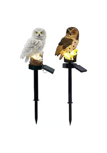 Baykuş Şeklinde Güneş Enerjili Kazıklı Bahçe Aydınlatma S-18 Çok Renkli