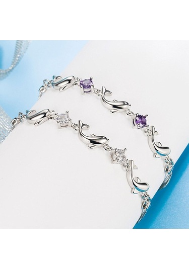 Mor Küçük Yunus Ametist Bileklik Hediyesi Mor