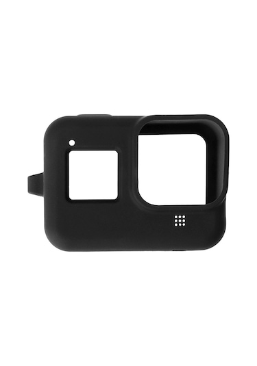 Jeemson Gopro Hero 8 Kamera İçin Silikon Korumalı Kılıf - Sert Çarpmalardan Ve Çiziklere Koruma, Kolye İle Taşınabilir - Siyah