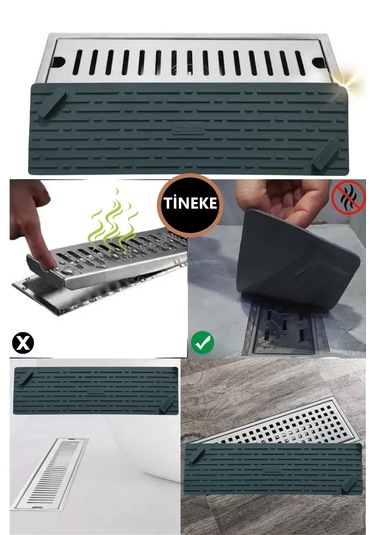 Tineke Siyah Renk Uzun Model Kötü Koku Önleyici Silikon Mat Banyo Mutfak Lavabo Balkon Gider Tıpası Kapağı