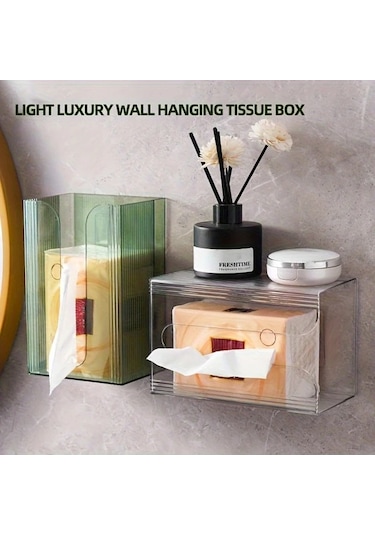 Tongdashop Modern Doku Kutusu Transparan Renk 1 Adet Duvar Tipi Çok Amaçlı Banyo Depolama Kutusu Şeffaf Renk