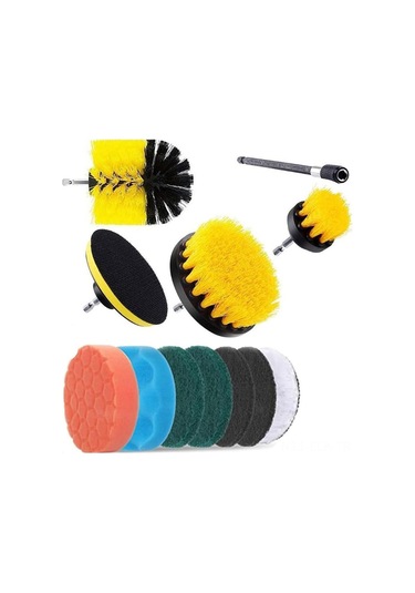 Xindoker 12 Parça Elektrik Matkap Fırçası Seti - Tuğla, Lavabo, Zemin Temizliği İçin Sprey, Yumuşak Sponge Ve Uzatma Çubuğu