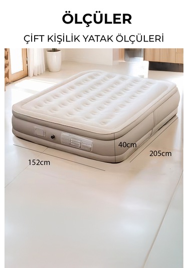 Robo Kendi Kendine Şişen Otomatik Çift Kişilik Yatak Bej