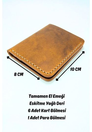 El Yapımı Hakiki Deri Premium Cüzdan Taba