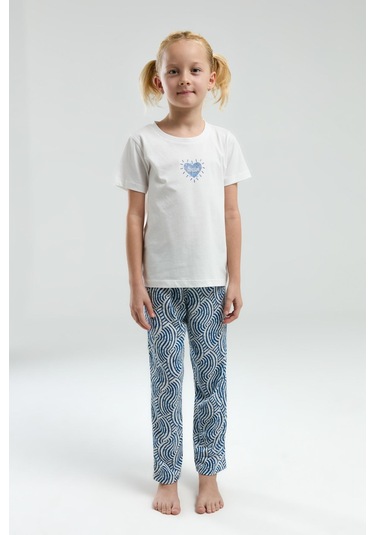 Arnetta Garson Kız Çocuk Dream Shine Bisiklet Yaka Kısa Kollu Pijama Takım Beyaz
